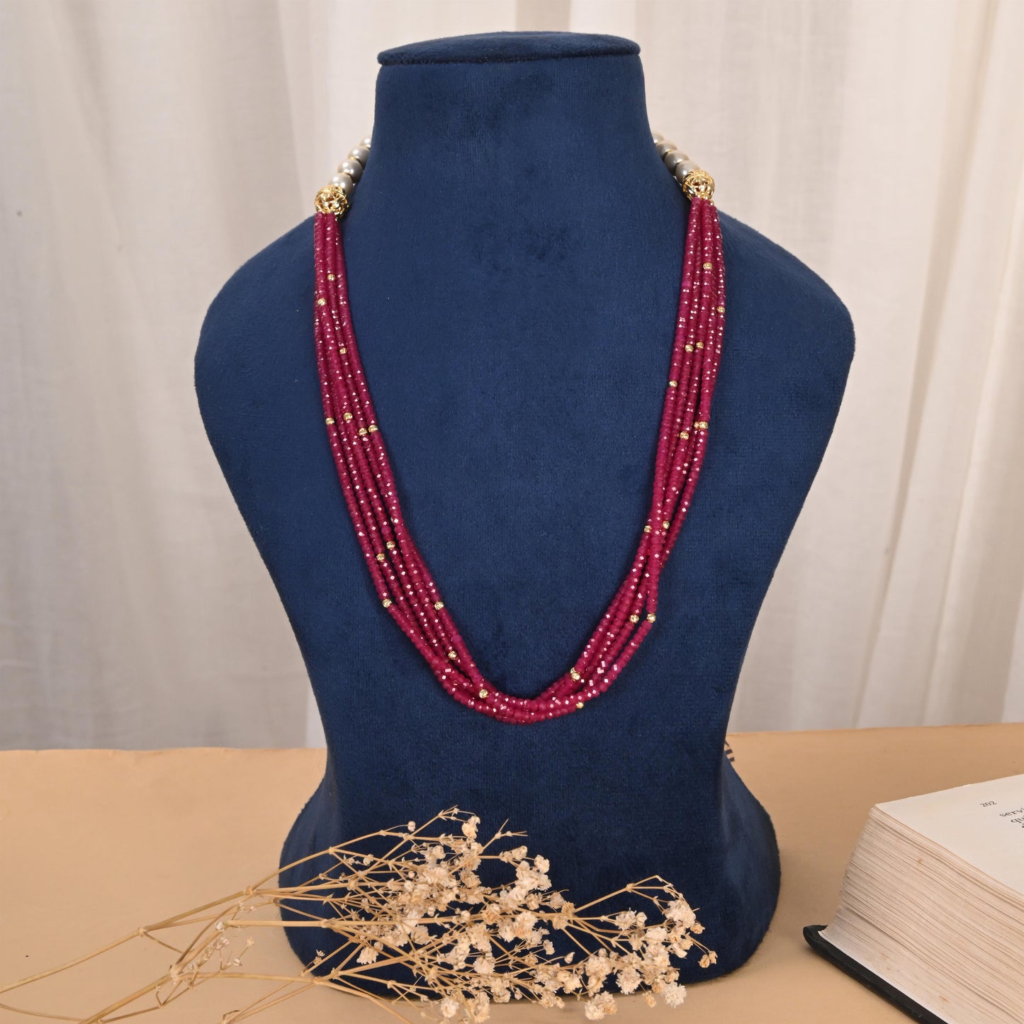 Pearls & Ruby Faceted Necklace