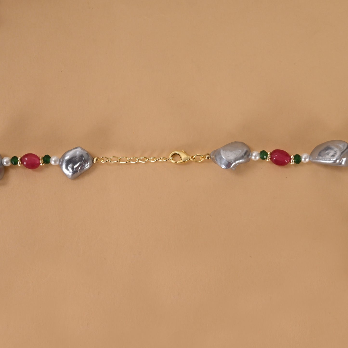 Pearls, Ruby & Emerald Quartz Necklace