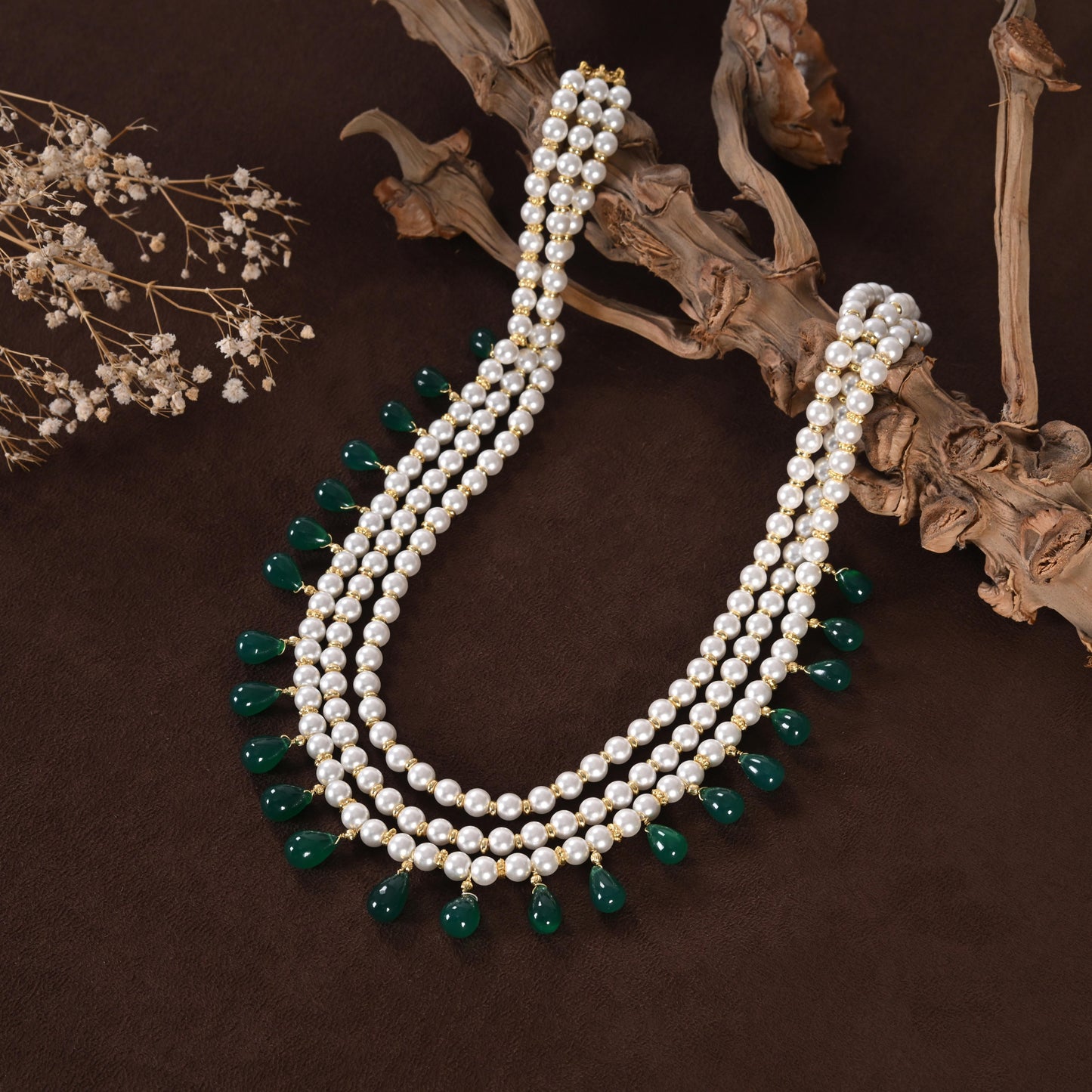 Pearls & Green Onyx Necklace