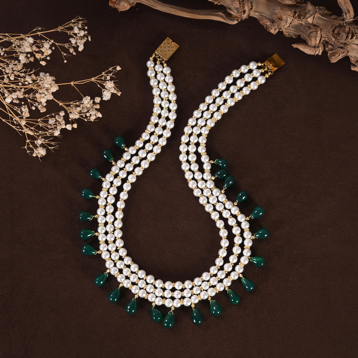 Pearls & Green Onyx Necklace