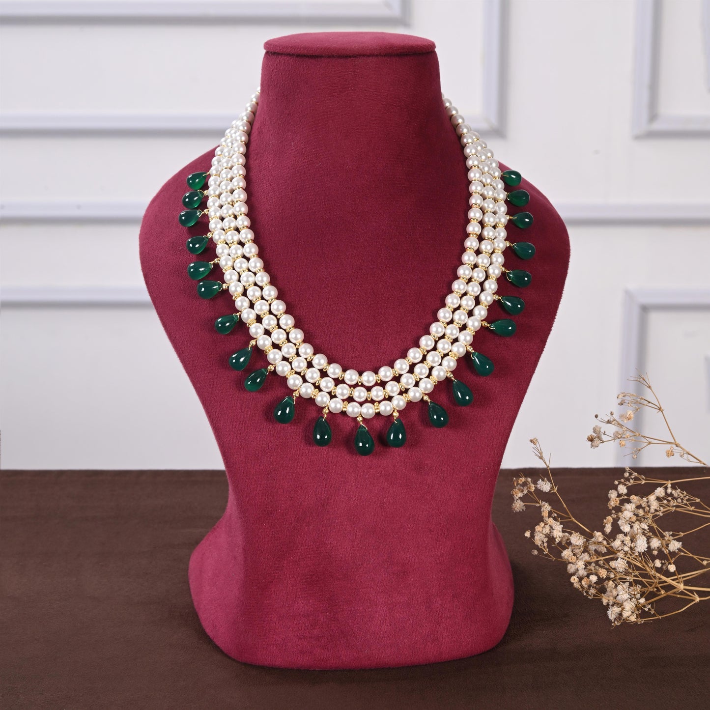Pearls & Green Onyx Necklace