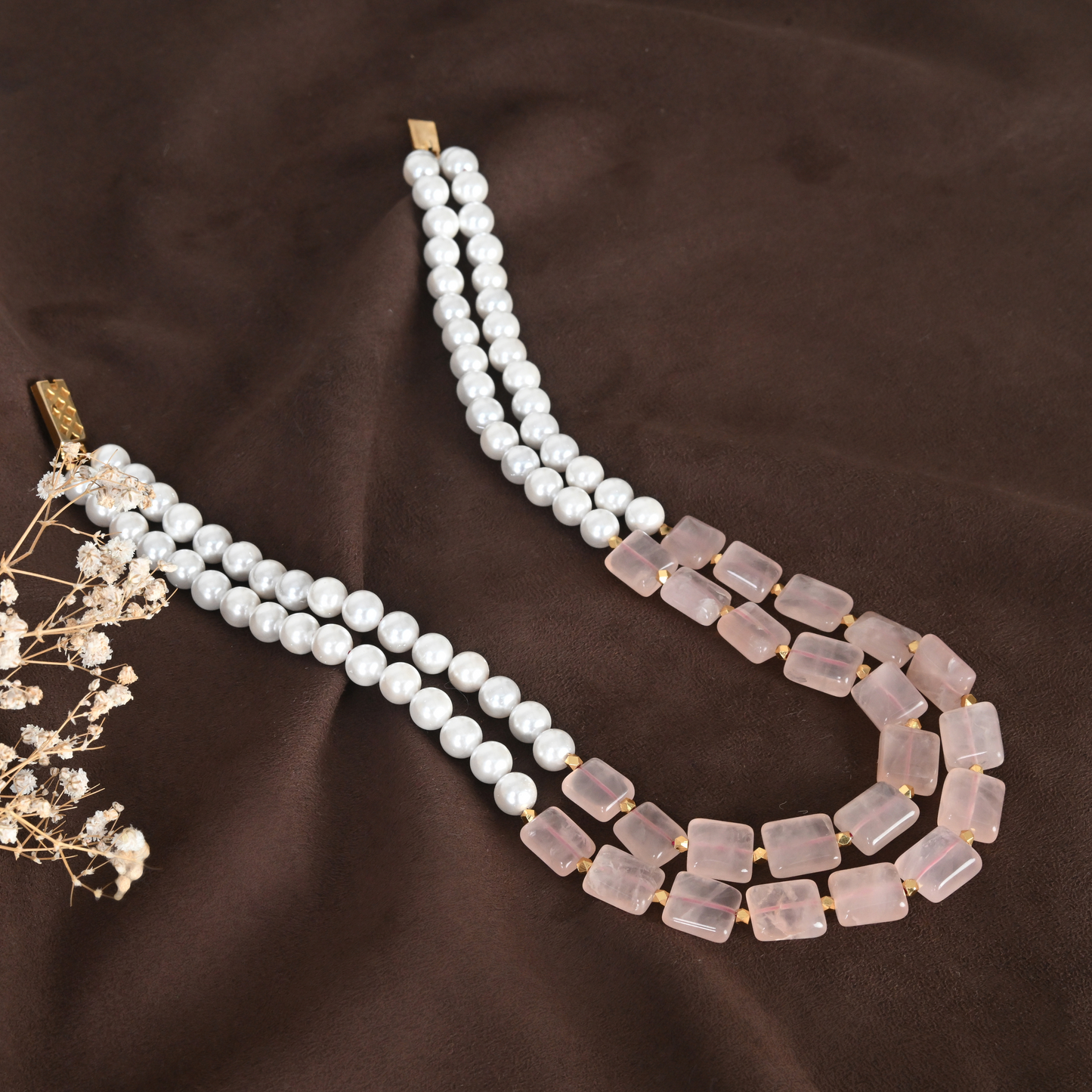 Pearls & Rose Quartz Necklace