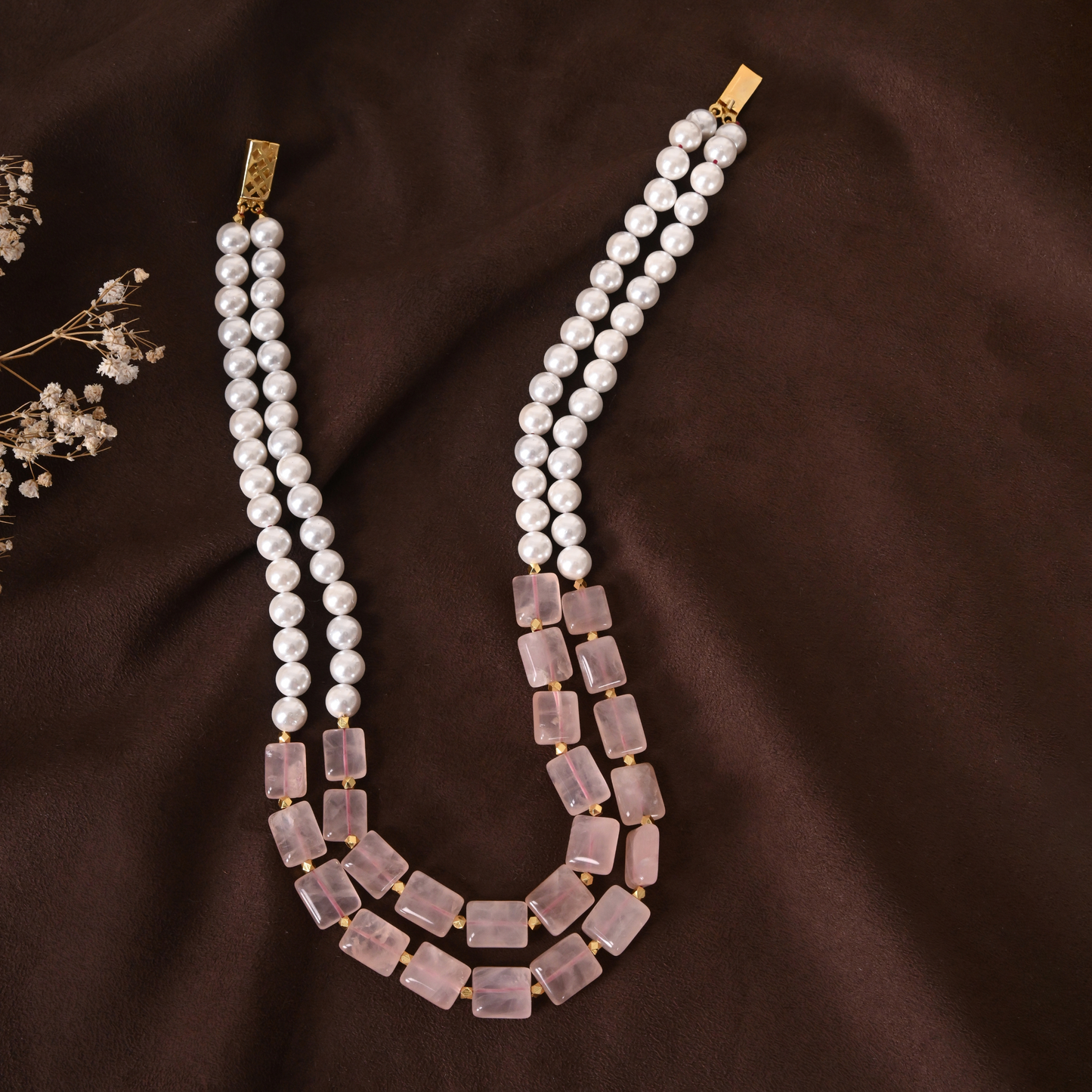 Pearls & Rose Quartz Necklace