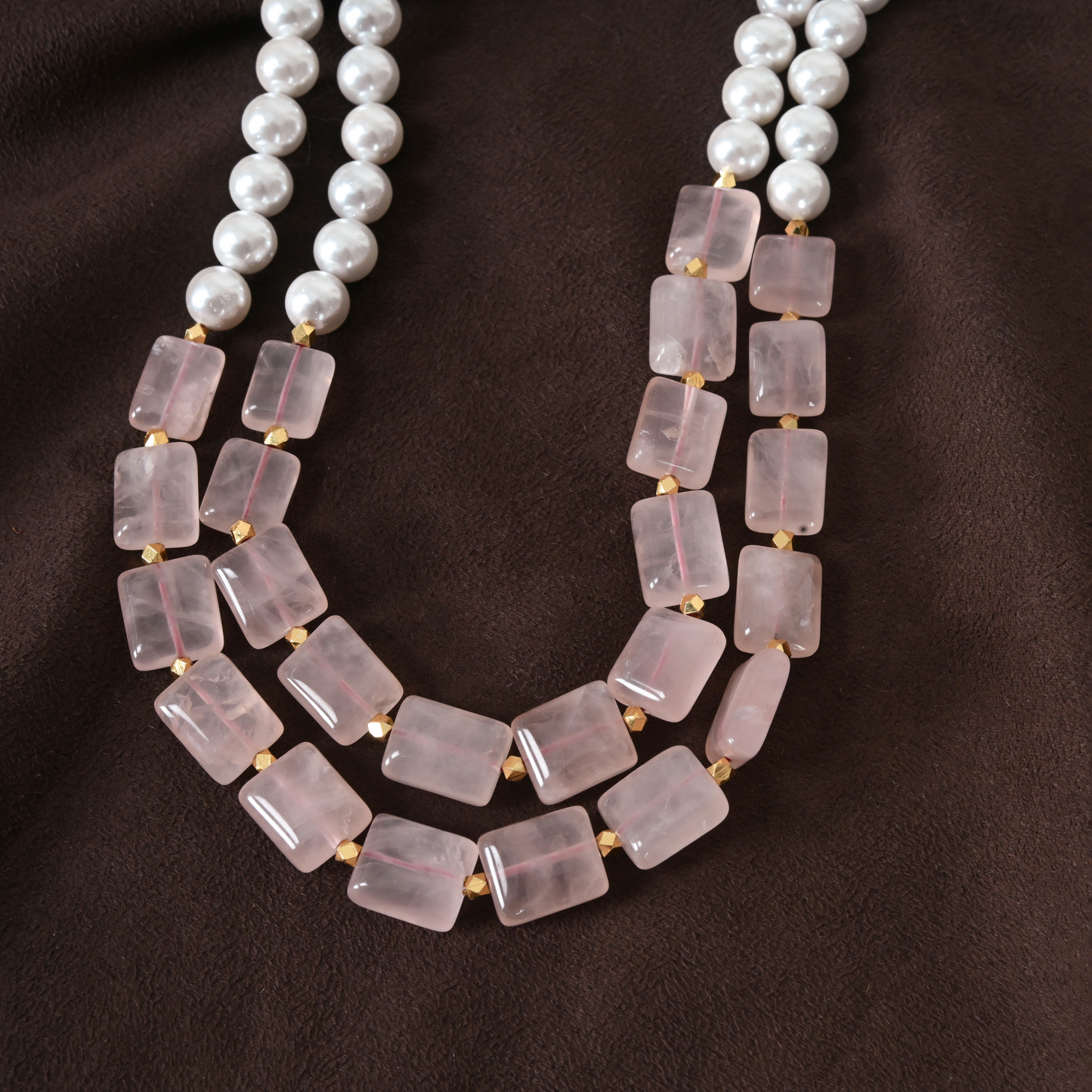 Pearls & Rose Quartz Necklace