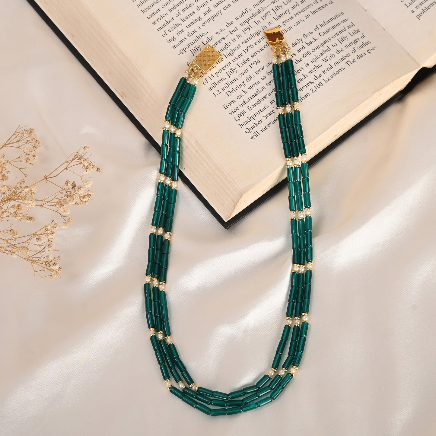 Pearls & Green Quartz Necklace